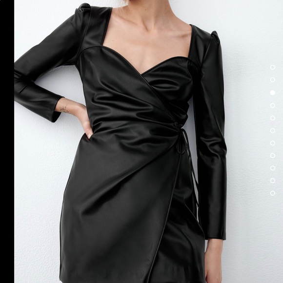 Zara Faux Leather Black Dress - Picture 5 of 6